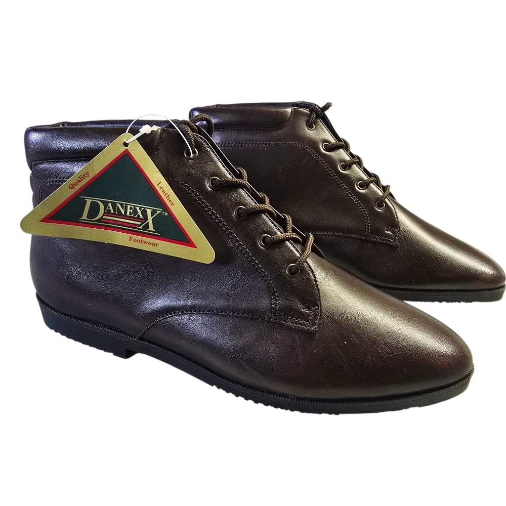 Danexx Brown Leather Lace Up Boho Hipster Comfortable Bootie Austin Size 8.5M